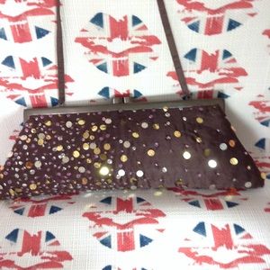 Santi Aubergine Satin Sequin Evening Bag